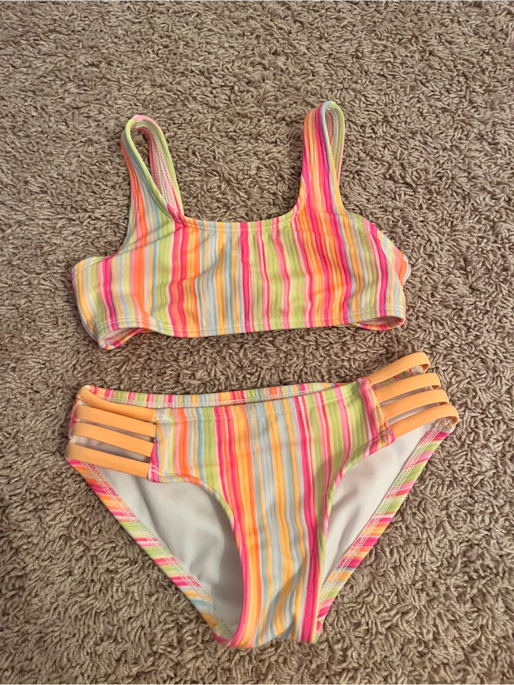 Girls' Multicolor Striped Two-Piece Swim Set